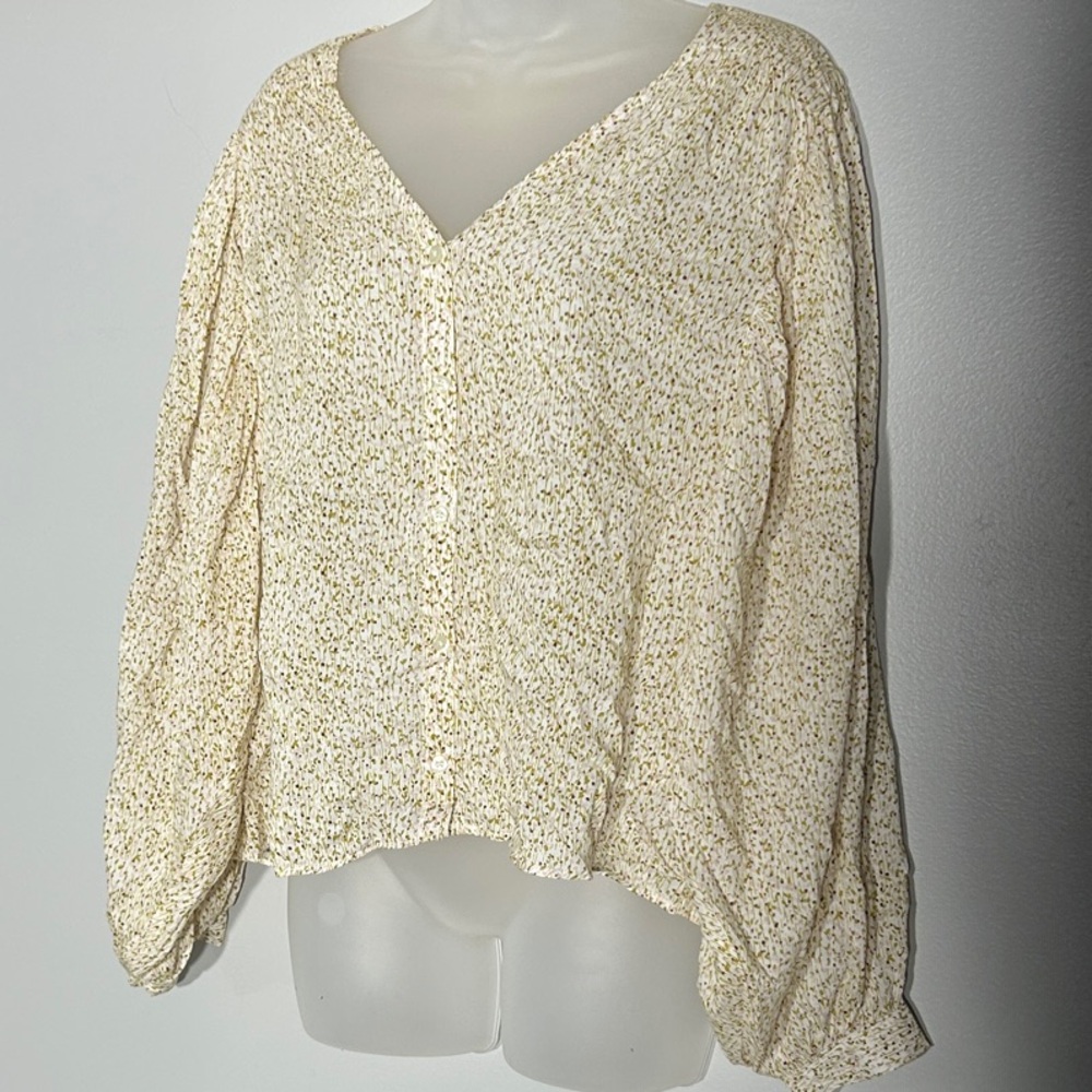 H&M Cream Floral Oversized Blouse